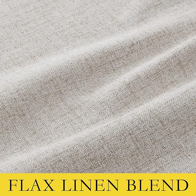 NICETOWN 100% Blackout Brich Linen Curtains for Dingning Room 90 inches Long, Thermal Insulated Window Treatments with Privacy Liner, 2 Panels, 52" W, Noise Reducing Blend Drapes for Living Room