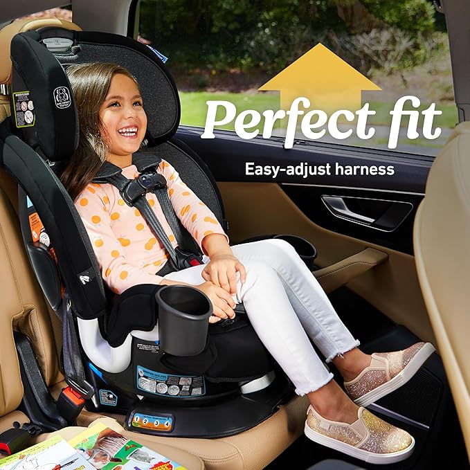 Graco Turn2Me 3-in-1 Rotating Convertible Car Seat, Manchester, Rear-Facing Rotation, Forward-Facing Mode, Highback Booster Up to 100 lbs, Adjustable Headrest & Harness, Steel Reinforced Frame