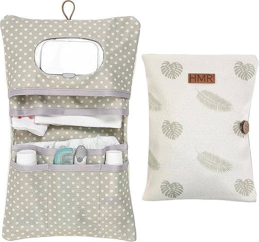 HAMUR Baby Diaper Bag Organizer – Travel-Friendly, Compact & Foldable | Stroller Pouch for Newborn Essentials – Must-Have for Boys & Girls (Leaves)