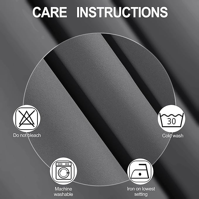 LEMOMO 100% Blackout Curtains with Black Lining/52 x 84 Inch/Set of 2 Panels Thermal Insulated Room Darkening Curtains for Bedroom, Frost Grey