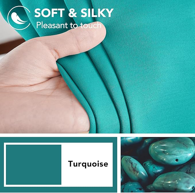 Deconovo Blackout Curtains, Thermal Insulated, W52 x L84 2 Panels, Back Tab, Machine Washable, Room-Darkening Drapes for Bedroom/Living Room Turquoise