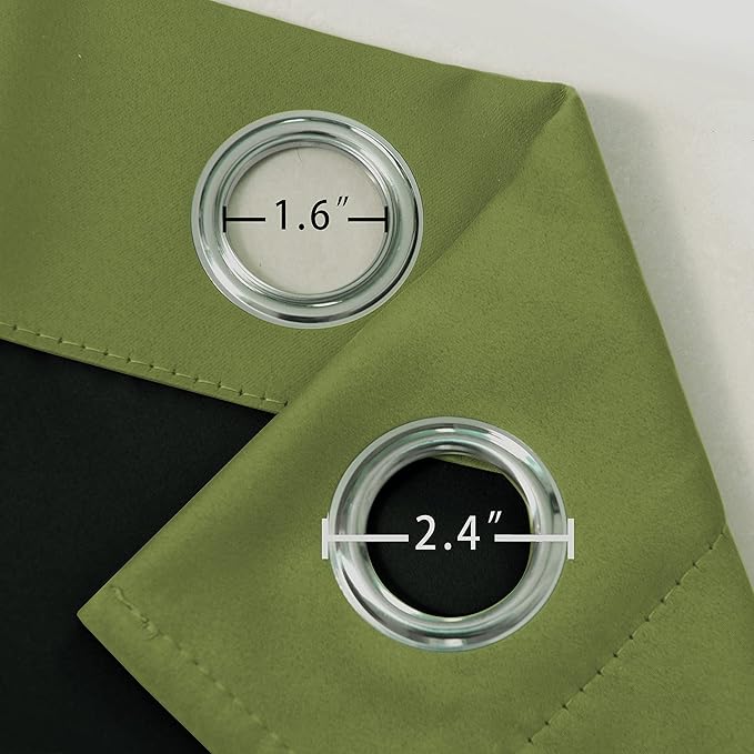 LEMOMO Olive Green Thermal 100% Blackout Curtains/52 x 95 Inch/Set of 2 Panels Room Darkening Curtains for Bedroom and Living Room