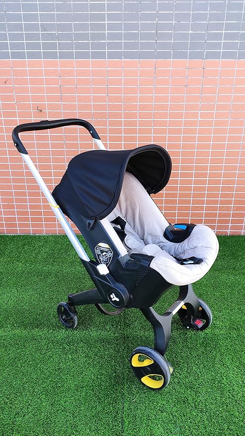 Replacement Canopy & Seat Cushion Set Compatible with Doona+ Car Seat Stroller - Sunshade Cover & Textile Fabric Accessories - Breathable, Machine Washable (Black&Beige)