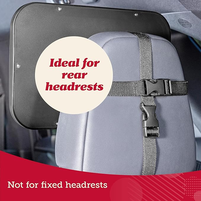 Lusso Gear Baby Car Mirror - Shatter-Resistant Glass & Stable Rear-Facing Headrest Mount - Wide-Angle Baby Mirror for Car Backseat View - Auto Essentials for Babies - 11.5 in, Black