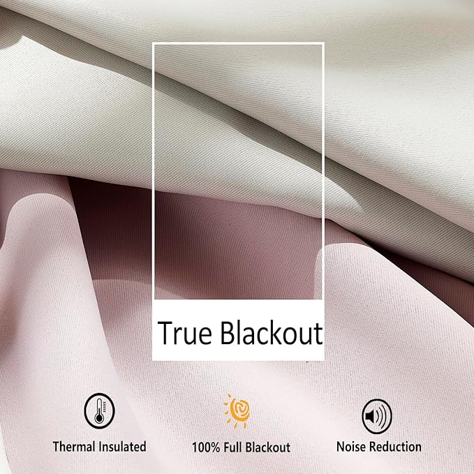 Treatmentex Blackout Window Curtains for Bedroom Pink Girls Room Curtains 54" Length Thermal Insulated Curtain Panels 52" W x 54" L 2 pcs Rod Pocket