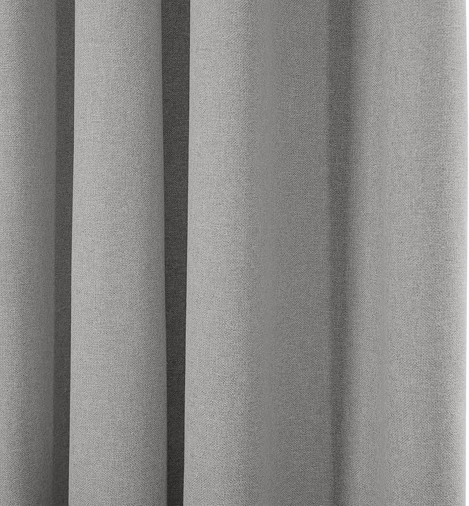 ChadMade Short Curtains 54 Inches Long, 100% Blackout Drapes for Apartment, Rod Pocket Back Tab Hook Belt Flat Hooks Curtains for Living Room and Bedroom, Light Grey, 2 Panels, 50W x 54 L Inch