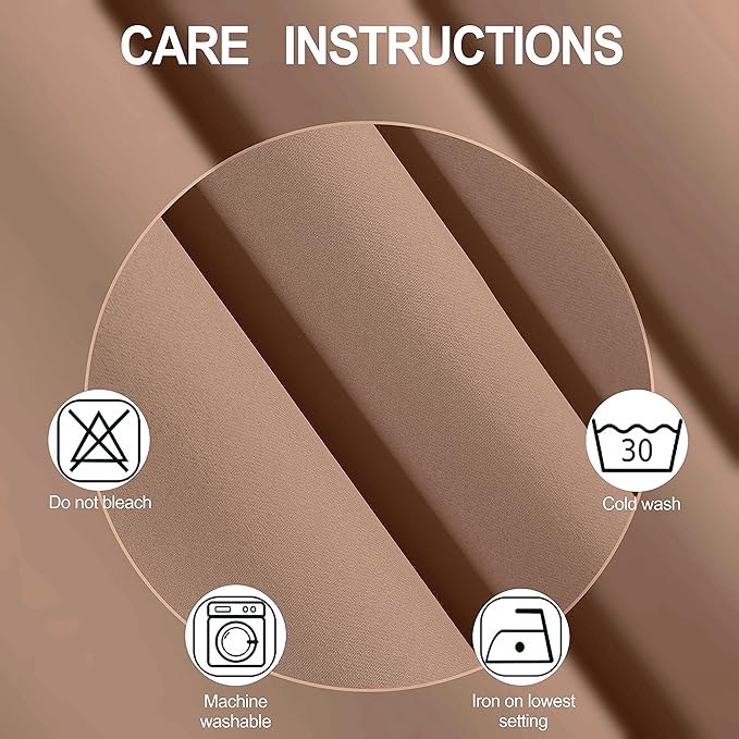 LEMOMO 100% Blackout Curtains 52 x 95 Inch/Cappuccino Curtains 2 Panels with Black Lining Room Darkening Thermal Insulated Bedroom Curtains