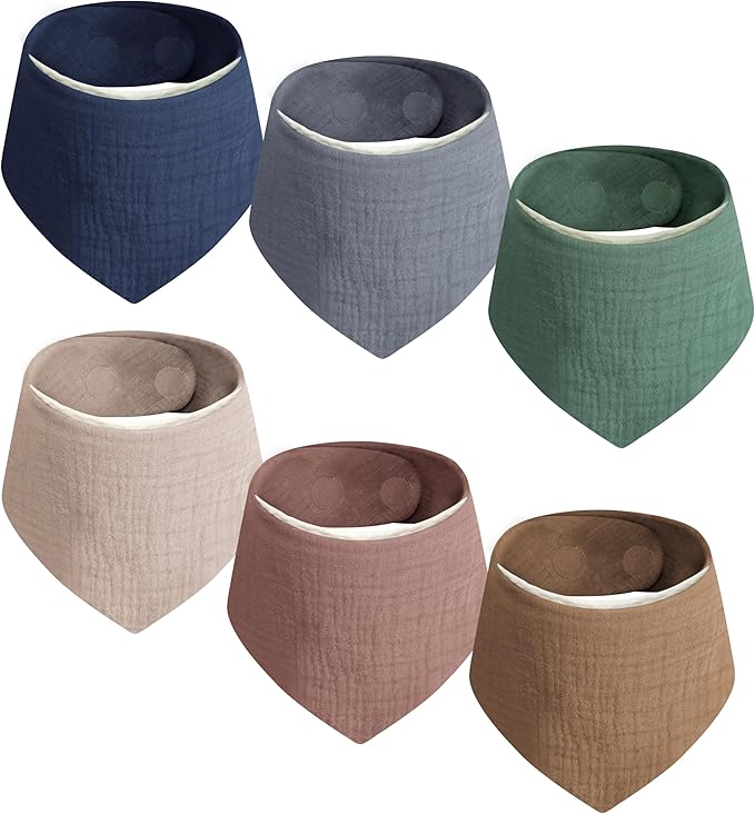 GUNTAIL Magnetic Bandana Drool Bibs 6-pack - Magnetic Closure Baby Bibs - Safe, Easy, Chic Teething Bib