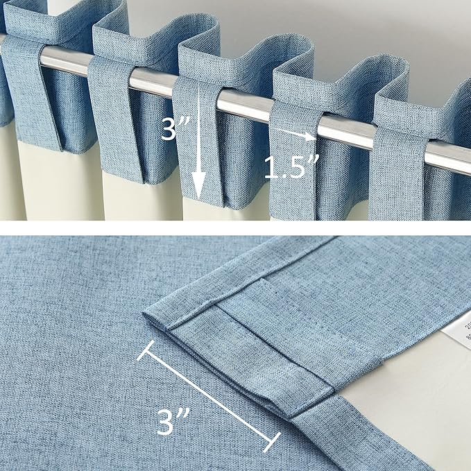 96 Inch Long Blackout Curtains - Extra Wide Thermal Insulated Sun Block Out Bedroom Linen Curtains 8 ft Window Covering Back Tab Rod Pocket Drapes for Hall Living Room W84 x L96,2 Pcs, Slate Blue