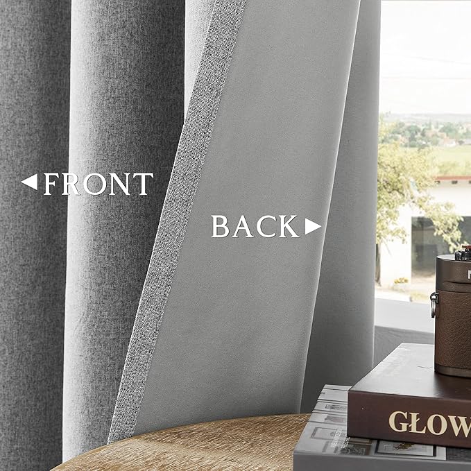 ChrisDowa 100% Blackout Grey Solid Curtains 84 Inches Long 2 Panels for Bedroom Living Room,Farmhouse Room Darkening Thermal Insulated Soundproof Grommet Top Window Treatment Drapes,52x84