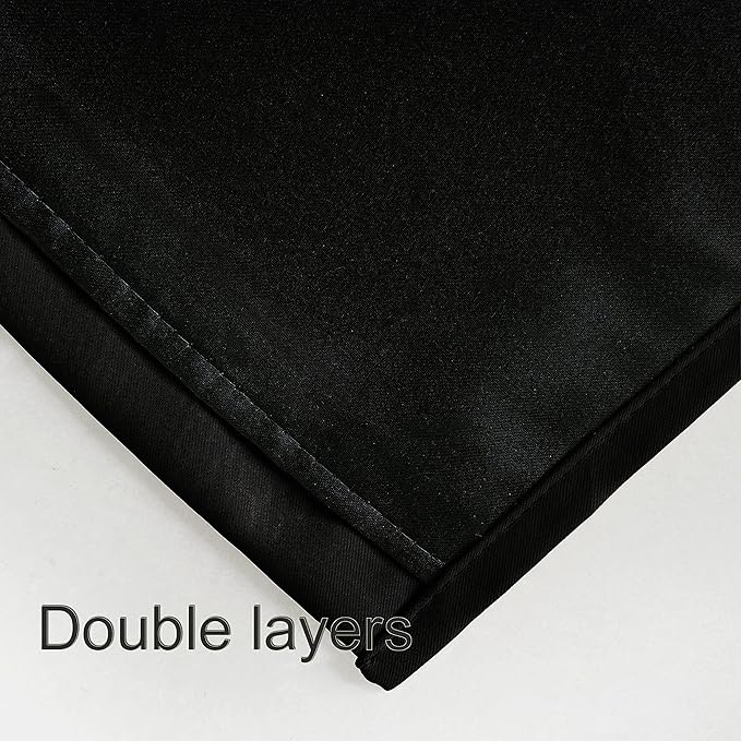 LEMOMO 100% Blackout Curtains 40 x 63 Inch/Black Curtains 2 Panels with Black Liner/Double Layer Full Room Darkening Bedroom Curtains