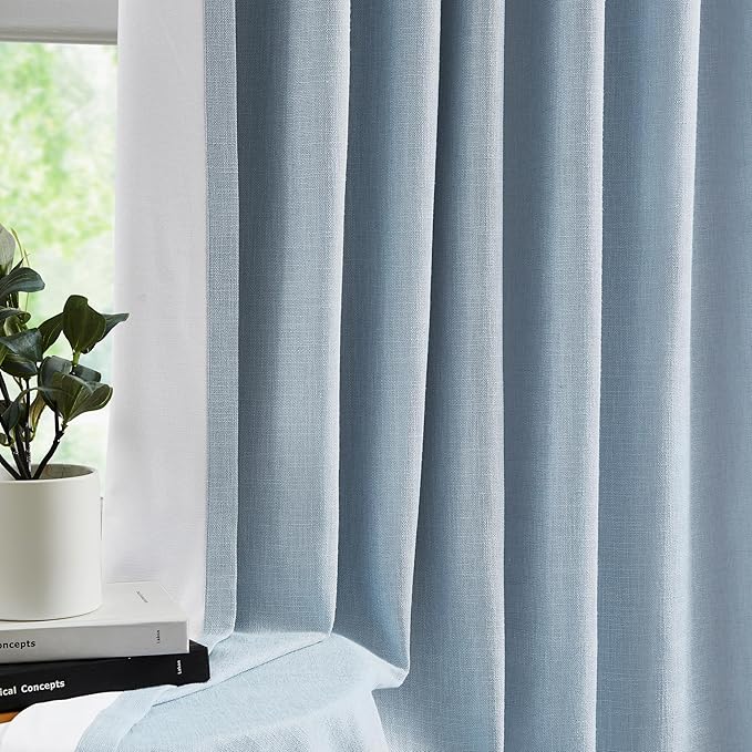 WEST LAKE Extra Large Bailey Pinch Pleated Blackout Curtains with Liner 120 Inches Long,Dusty Blue Thermal Insulating Drape for Bedroom Living Room,Rustic Darkening Window Treatment,60"Wx120"L,1 Panel
