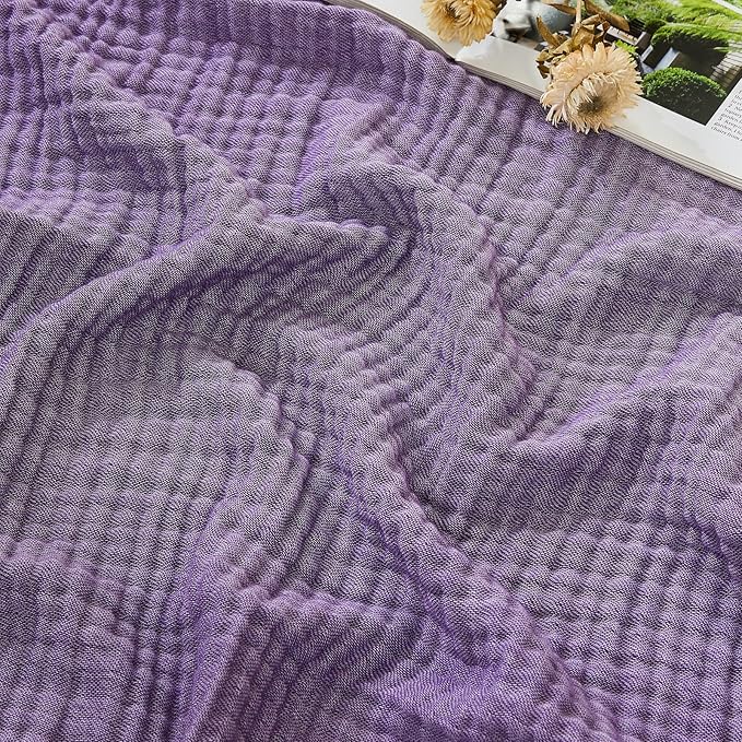 EMME Cotton Muslin Large Throw Blanket Couch Breathable Gauze Blanket Soft Lightweight Bed Blankets Adults (Purple, 50"x70")