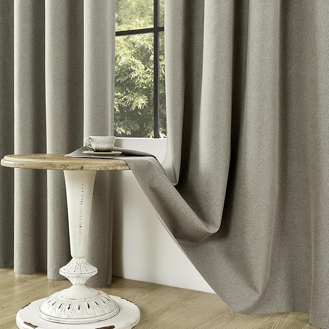 ChrisDowa 100% Blackout Sand Solid Curtains 63 Inches Long 2 Panels for Bedroom Living Room,Farmhouse Room Darkening Thermal Insulated Soundproof Grommet Top Window Treatment Drapes,52x63