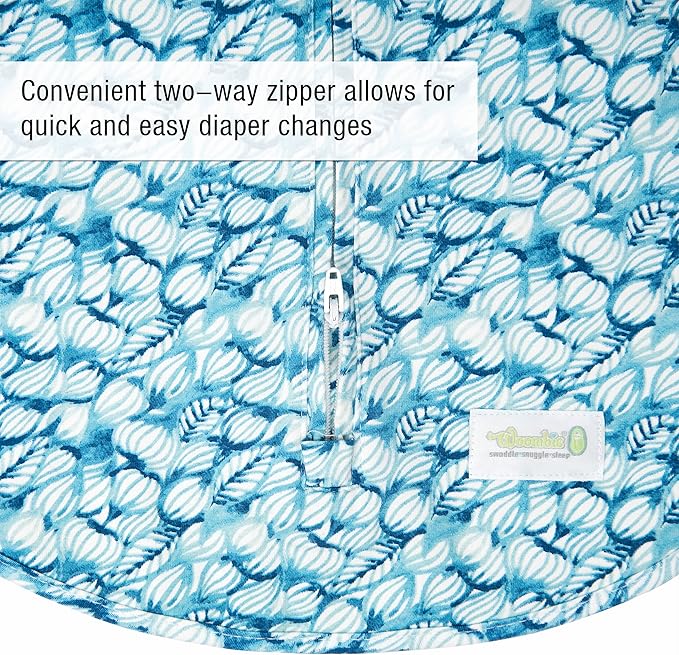 Woombie Grow with Me Baby Swaddle, Convertible Swaddle Fits Babies 0-9 Months, Expands to Wearable Blanket for Babies up to 18 Months, Blue Lanterns