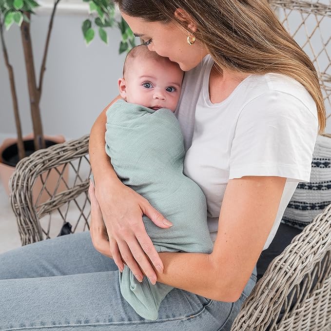 Comfy Cubs Muslin Swaddle Blankets Pack of 1, 47 x 47 Inch Soft Cotton Baby Blanket Set, Large Multipurpose Wraps for Newborns - Self-Soothing Swaddles for Newborns - Fern