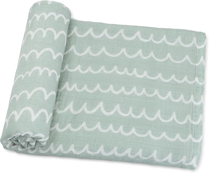 Comfy Cubs Muslin Swaddle Blankets Pack of 1, 47 x 47 Inch Soft Cotton Baby Blanket Set, Large Multipurpose Wraps for Newborns - Self-Soothing Swaddles for Newborns - Green Doodle