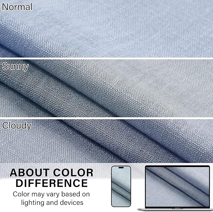 WEST LAKE 95 Inches Length Dusty Blue Bailey Pinch Pleated Full Blackout Curtain Panels with 100 Light Blocking Liners,Linen Textured Drape for Bedroom Living Room,Backtab Window Treatment,40"Wx95"Lx2