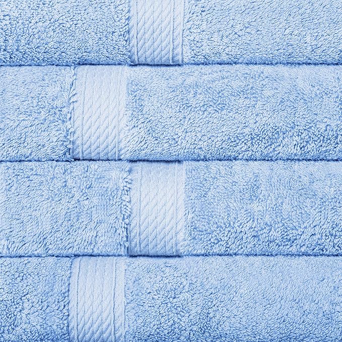 Superior Egyptian Cotton Pile 10 Piece Towel Set, Includes 2 Bath, 4 Hand, 4 Face Towels/Washcloths, Ultra Soft Luxury Towels, Thick Plush Essentials, Guest Bath, Spa, Hotel Bathroom, Light Blue