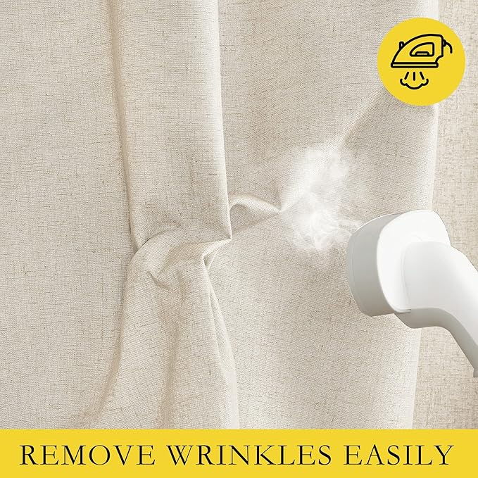 NICETOWN 100% Blackout Linen Curtains for Bedroom with Thermal Insulated White Liner, W52 x L95, 2 PCs, Beige, Long Drapes Sweep The Floor Decorative Keep Privacy Panels for Living Room/Villa
