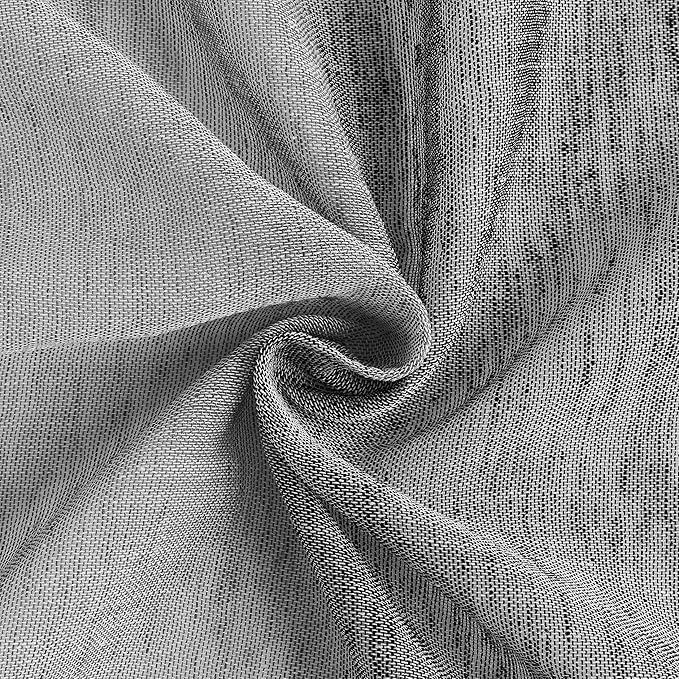 Central Park Gray Charcola Stripe Sheer Color Block Window Curtain Panel Linen Texture Window Treatment for Bedroom Living Room Farmhouse 102 Inches Long with Grommets, 40"x102"x2
