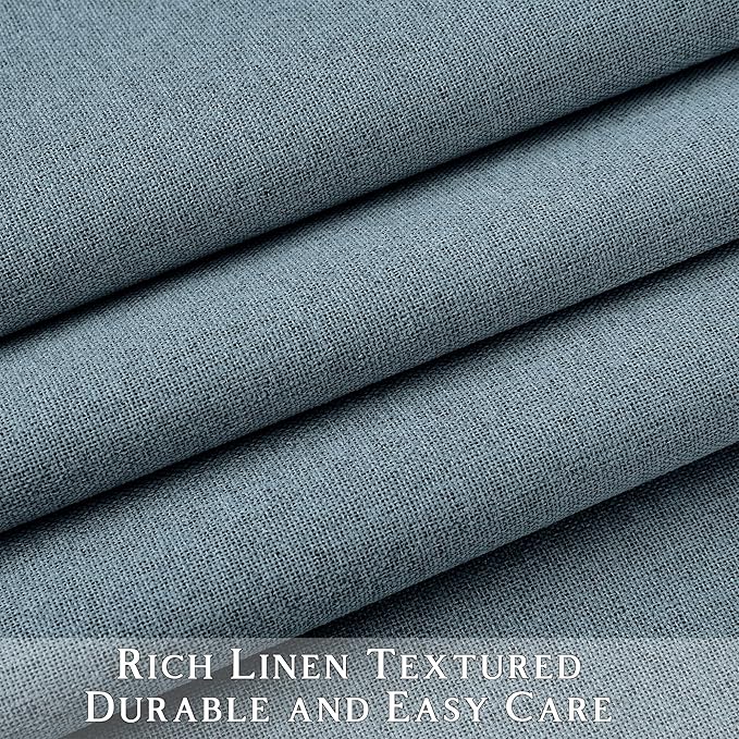 ChrisDowa 100% Blackout Blue Solid Curtains 54 Inches Long 2 Panels for Bedroom Living Room,Farmhouse Room Darkening Thermal Insulated Soundproof Grommet Top Window Treatment Drapes,52x54