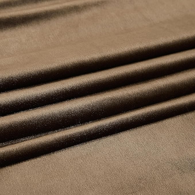 PRIMROSE Brown Velvet Curtains 96 inch Long for Living Room,Set of 2 Panels Blackout Rod Pocket Back Tab Window Treatment Room Darkening Heavy Decorative Curtains Drapes for Bedroom