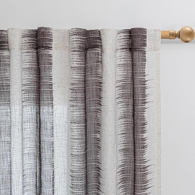 MYSKY HOME Curtains & Drapes for Living Room, Window Treatment Lines Linen Look Texture Soft Modern Decor Country Style for Front Room, Light Filtering Privacy Protect, 50" x 84", Red, 2 Panels