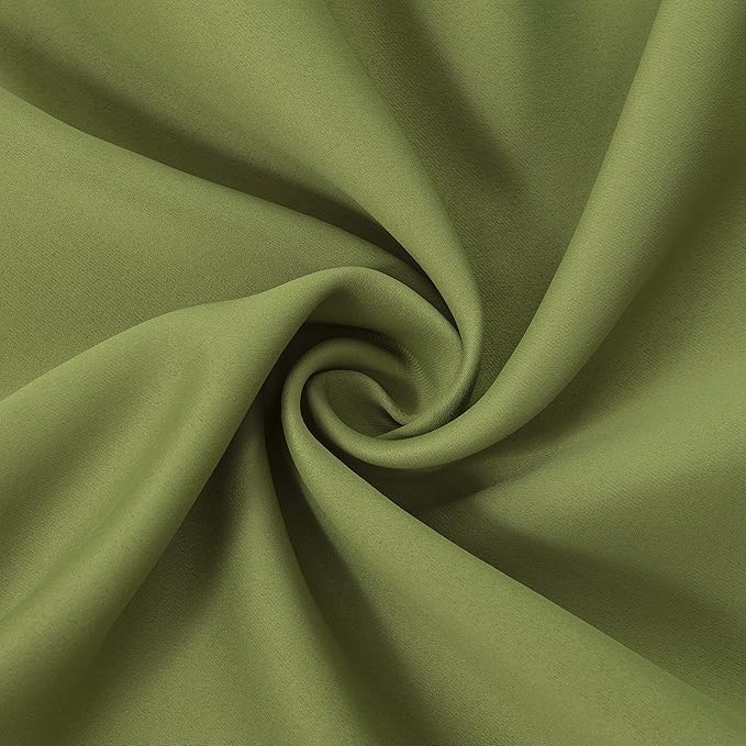 LEMOMO Olive Green Thermal 100% Blackout Curtains/52 x 95 Inch/Set of 2 Panels Room Darkening Curtains for Bedroom and Living Room