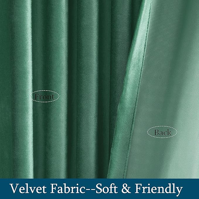 PRIMROSE Velvet Curtains 72 inch Long for Living Room,Set of 2 Panels Turquoise Aqua Blackout Rod Pocket Back Tab Window Treatment Room Darkening Heavy Decorative Curtains Drapes for Bedroom