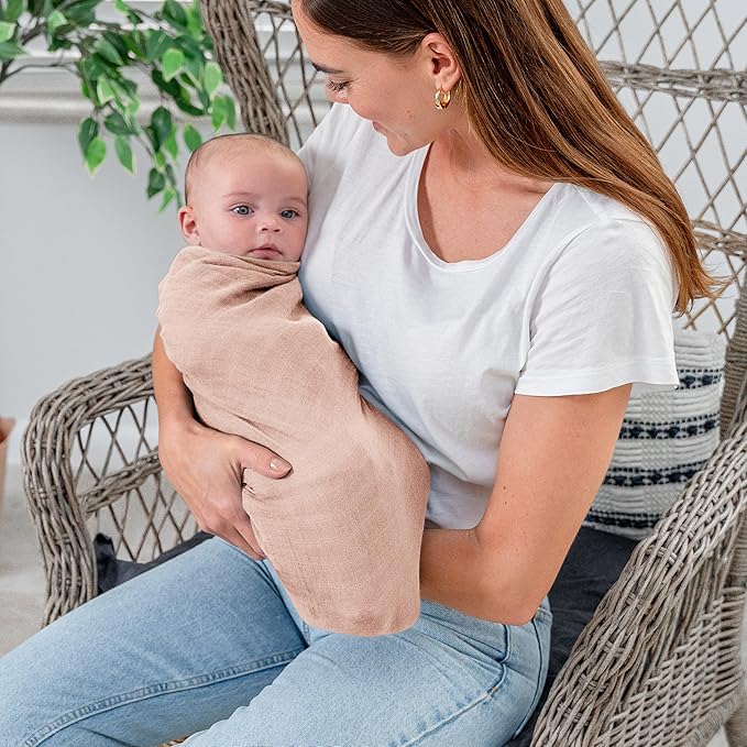 Comfy Cubs Muslin Swaddle Blankets Pack of 1, 47 x 47 Inch Soft Cotton Baby Blanket Set, Large Multipurpose Wraps for Newborns - Self-Soothing Swaddles for Newborns - Blush