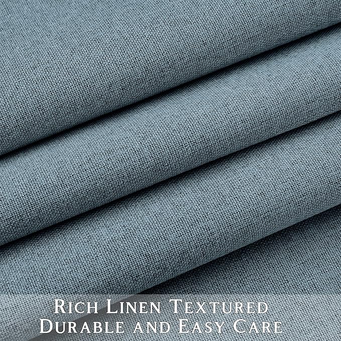 ChrisDowa 100% Blackout Blue Solid Curtains 108 Inches Long 2 Panels for Bedroom Living Room,Farmhouse Room Darkening Thermal Insulated Soundproof Grommet Top Window Treatment Drapes,52x108