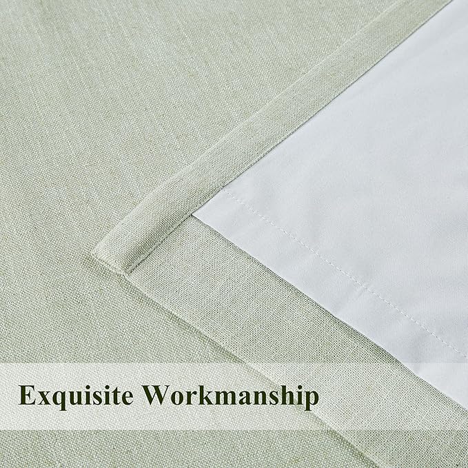 WEST LAKE 84 Inch Pinch Pleated Full Blackout Curtain Panels for Bedroom,Soft Green Linen Blend Drapes,Thermal Insulate Home Decor Window Treatment,Back Tabs Hooks,60" Wx84 L(Pack of 1)