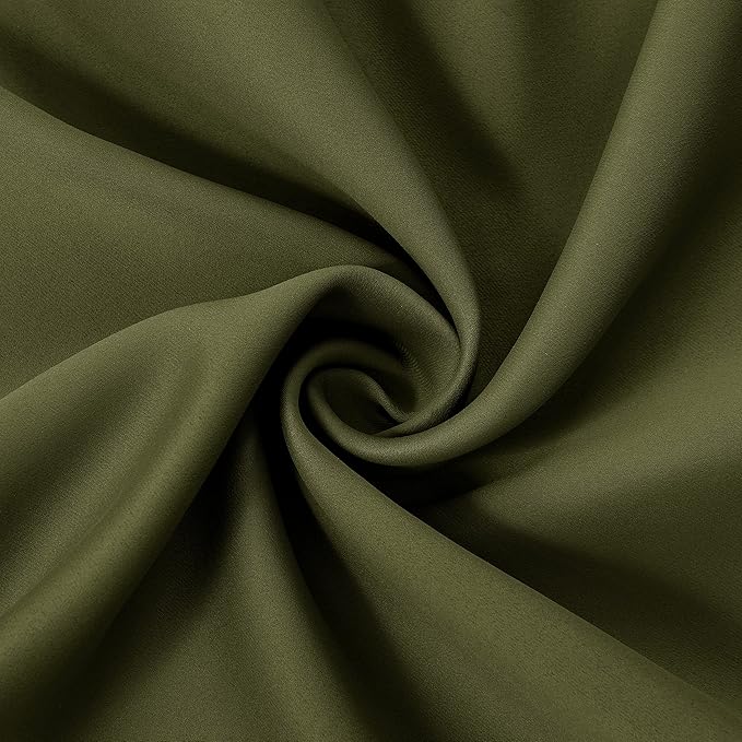 LEMOMO 100% Blackout Curtains 52 x 84 Inch Olive Green Curtains 2 Panels Darkening Thermal Insulated Bedroom Curtains