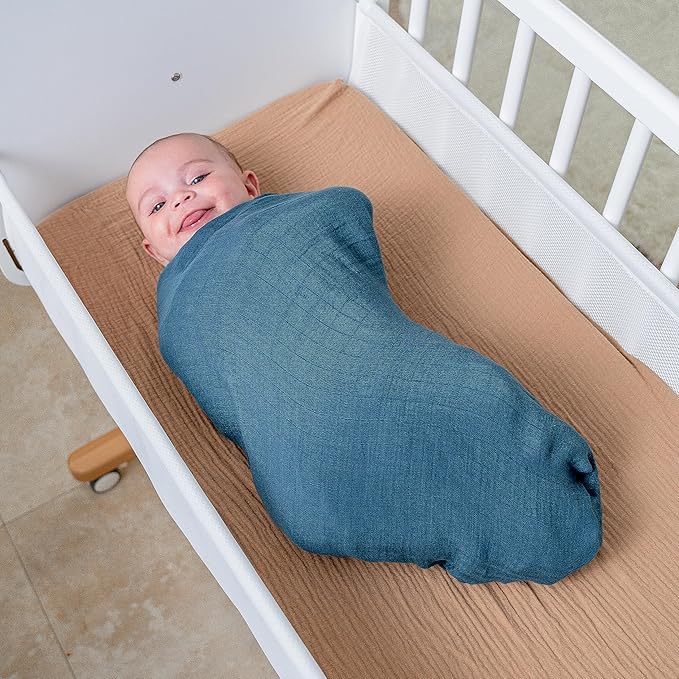 Comfy Cubs Muslin Swaddle Blankets Pack of 1, 47 x 47 Inch Soft Cotton Baby Blanket Set, Large Multipurpose Wraps for Newborns - Self-Soothing Swaddles for Newborns - Neptune