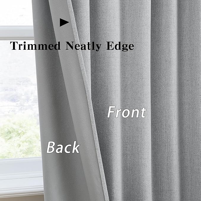 RAIN CITY Grey Blackout Curtains&Drapes 100 Inch Long, Back Tab Pinch Pleated Look Draperies with Hooks Thermal Curtains for High Living Room Sliding Door 50 Wide Set of 2