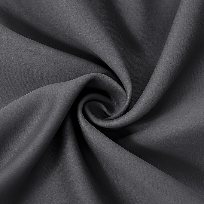 LEMOMO 100% Blackout Curtains 66 x 84 Inch Dark Grey Curtains 2 Panels Darkening Thermal Insulated Bedroom Curtains
