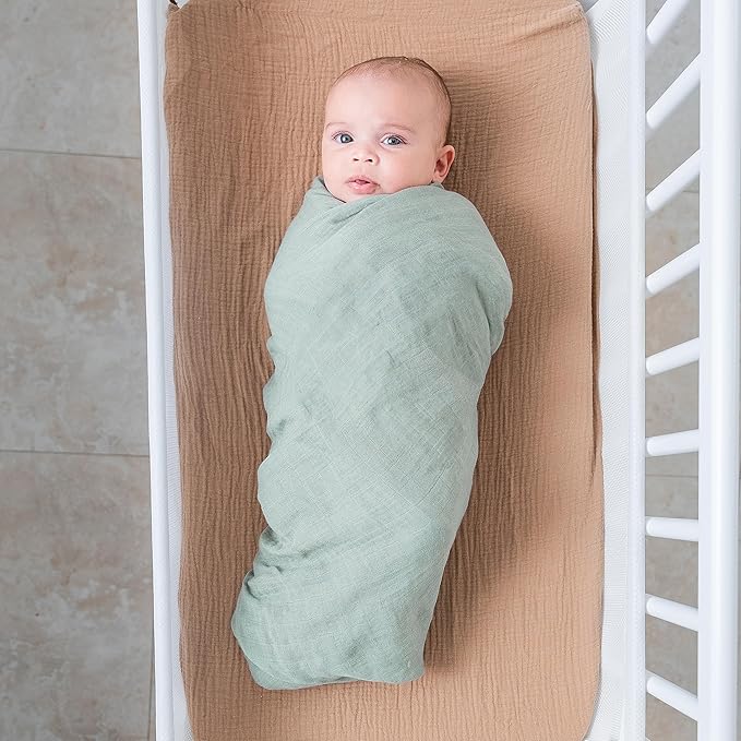 Comfy Cubs Muslin Swaddle Blankets Pack of 1, 47 x 47 Inch Soft Cotton Baby Blanket Set, Large Multipurpose Wraps for Newborns - Self-Soothing Swaddles for Newborns - Fern