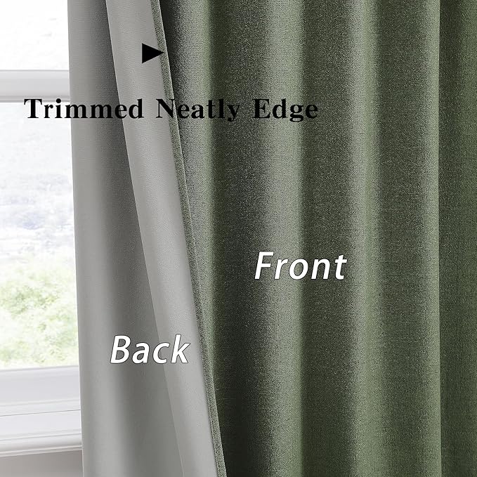 RAIN CITY 2 PCs Long Blackout Curtains 120 Inch Long 10ft, Back Tab Pleated Look Track System Drapes with Hooks, Modern Blackout Winodw Curtains for Ceiling Living Room Patio 50x120-Loden/Olive Green