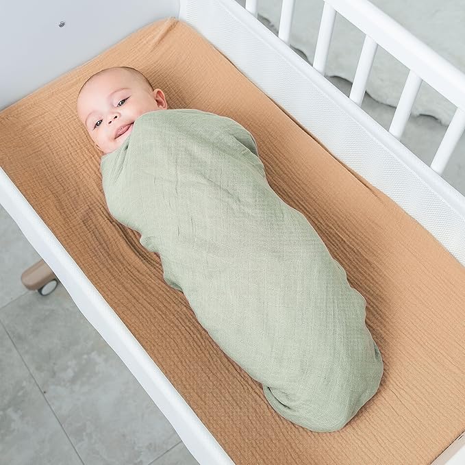 Comfy Cubs Muslin Swaddle Blankets Pack of 1, 47 x 47 Inch Soft Cotton Baby Blanket Set, Large Multipurpose Wraps for Newborns - Self-Soothing Swaddles for Newborns - Sage
