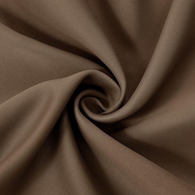 LEMOMO 100% Blackout Curtains 52 x 95 Inch Cappuccino Curtains 2 Panels Darkening Thermal Insulated Bedroom Curtains