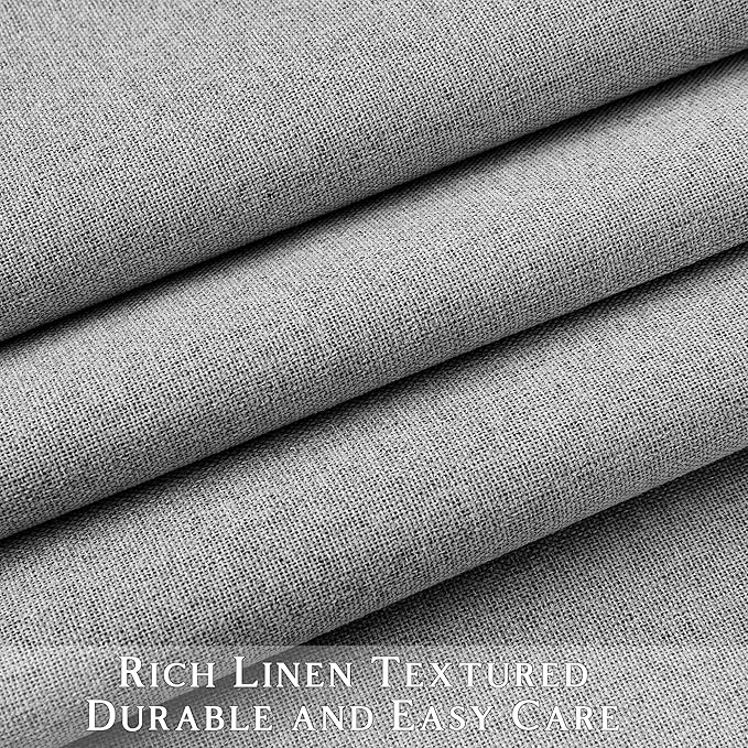 ChrisDowa 100% Blackout Grey Solid Curtains 90 Inches Long 2 Panels for Bedroom Living Room,Farmhouse Room Darkening Thermal Insulated Soundproof Grommet Top Window Treatment Drapes,52x90