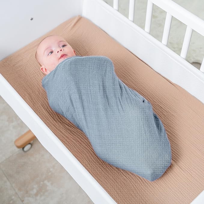 Comfy Cubs Muslin Swaddle Blankets Pack of 1, 47 x 47 Inch Soft Cotton Baby Blanket Set, Large Multipurpose Wraps for Newborns - Self-Soothing Swaddles for Newborns - Pacific Blue
