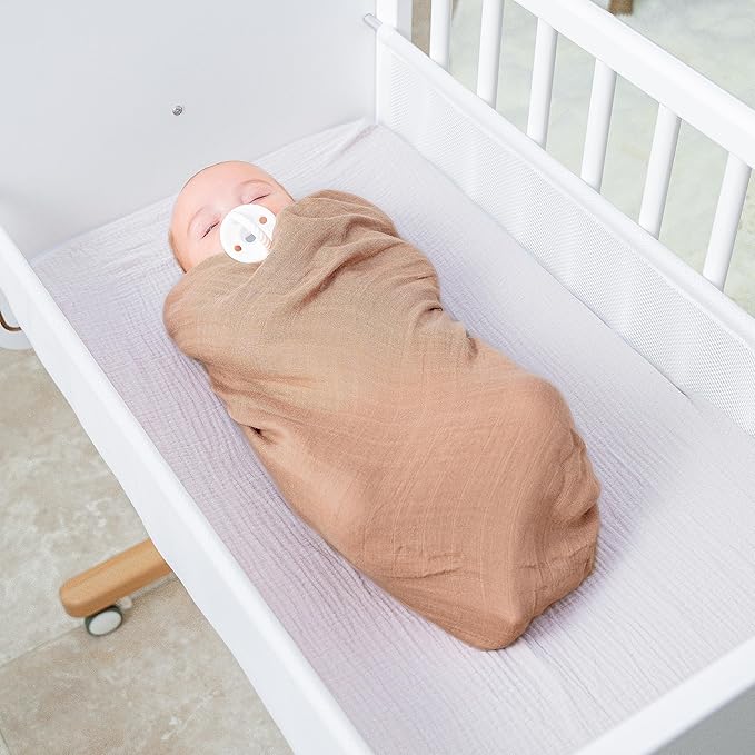 Comfy Cubs Muslin Swaddle Blankets Pack of 1, 47 x 47 Inch Soft Cotton Baby Blanket Set, Large Multipurpose Wraps for Newborns - Self-Soothing Swaddles for Newborns - Cedar