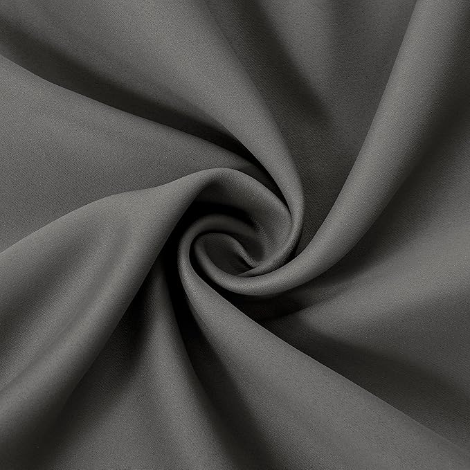 LEMOMO 100% Blackout Curtains 52 x 72 Inch Grey Curtains 2 Panels Darkening Thermal Insulated Bedroom Curtains