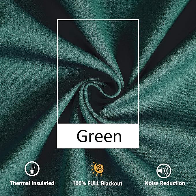 Treatmentex Green Pompom Curtains for Bedroom Living Room 95 inch Triple Weave Full Blackout Window Drapes for Hotel Men's Guest Room 52" w x2 Panels Rod Pocket