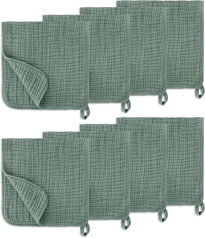 LILY O LAUREL Muslin Burp Cloths, 20"x10"- Pack of 8, 6 Layers Super Soft Absorbent & Breathable 100% Cotton for Baby Drool and Messes, Burp Cloth Baby Boy and Burp Cloths Baby Girl