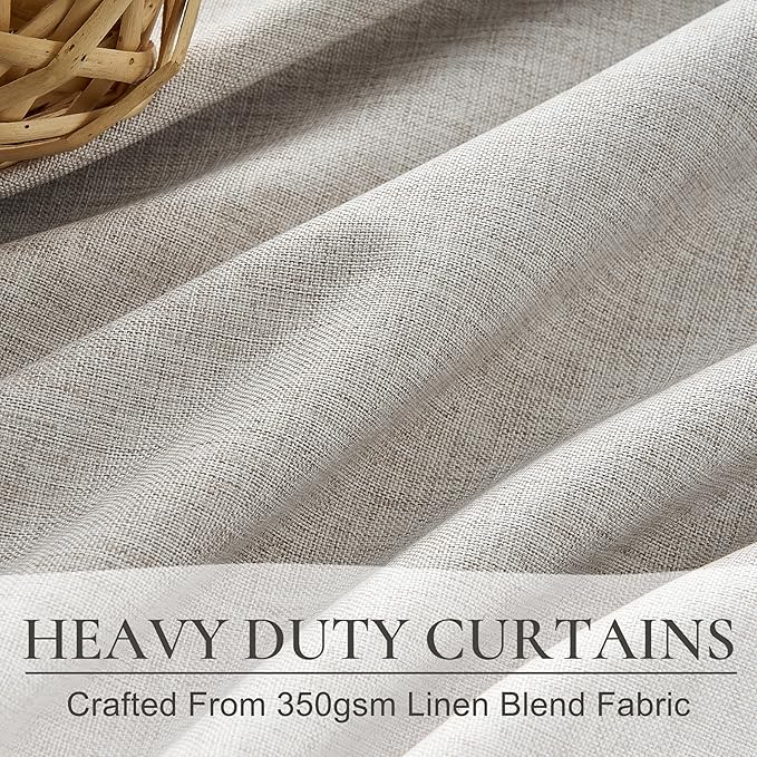Natural Melange Taupe 120 Inch Extra Long Curtains for Living Room 2 Panels Set, Memory Trained Pinch Pleated Blackout Window Drapes Energy Efficient Privacy 120 Inches for Bedroom (W40"xL120")