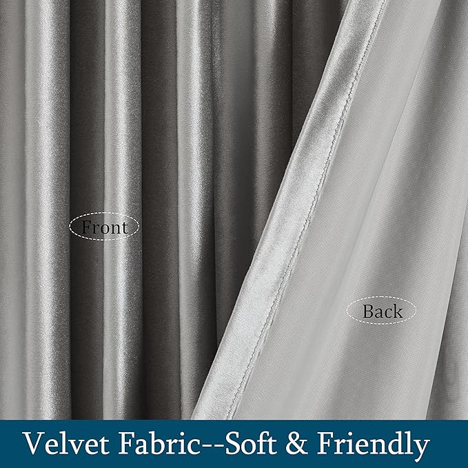 PRIMROSE Silver Grey Curtains 96 inch for Living Room,2 Panels Drapes Blackout Rod Pocket Back Tab Window Treatment Room Darkening Thick Decorative Curtains for Bedroom