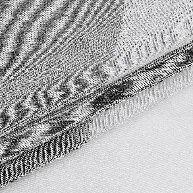 Central Park Gray Charcola Stripe Sheer Color Block Window Curtain Panel Linen Texture Window Treatment for Bedroom Living Room Farmhouse 90 Inches Long with Grommets, 40"x90", 2 Panel